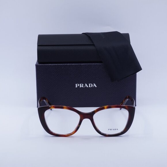 Prada PRB04V 22A1O1 Cat Eye Eyeglasses - Poppy Havana Bordeaux 51mm - Picture 5 of 10